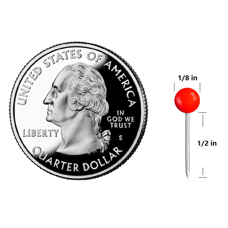 Yalis Push Pins Map Tacks 1/8-Inch Assorted Color Beads Head Map Marking Push Pins,500-count (Red) - Image 3